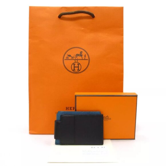 Authentic HERMES Card Holder H Sports 3CC Black/Green Z Leather - Picture 1 of 11